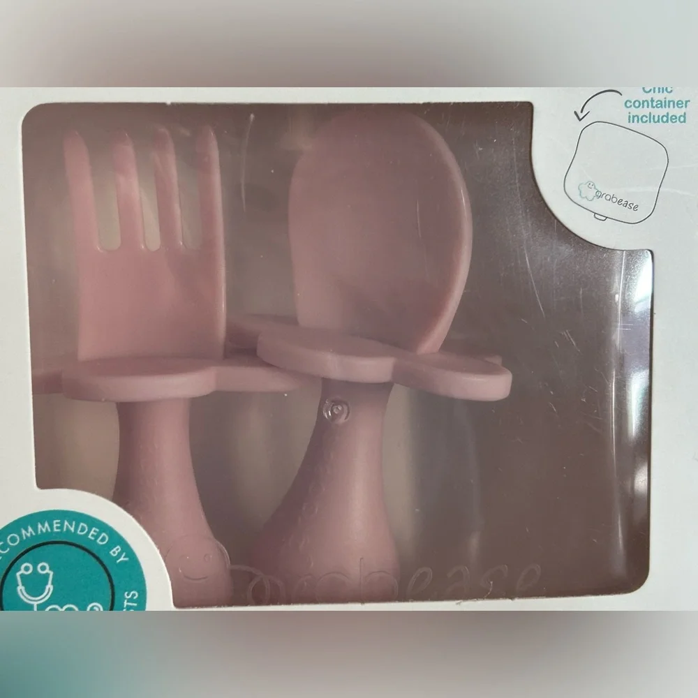 NWT grabease baby toddler ergonomically designed utensils pink age 6m+